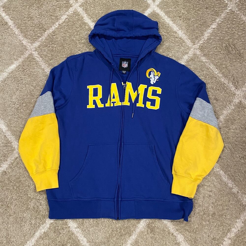 Mens NFL G-III Los Angeles Rams Colorblock Full Zip Hoodie Blue Yellow Size XXL